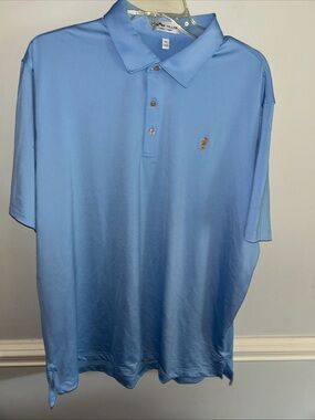 Peter Millar Light Blue Polo with Gold Crest